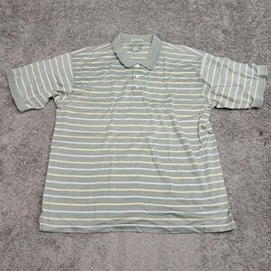 Boca Classics Club Golf Mens XL Sage Green Striped Mercerized Cotton Polo Shirt